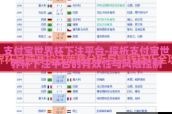 支付宝世界杯下注平台-探析支付宝世界杯下注平台的有效性与风险控制