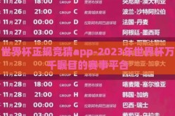 世界杯正规竞猜app-2023年世界杯万千瞩目的赛事平台