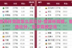 世界杯竞猜怎么买比分-世界杯竞猜，智选比分，乐享竞技之乐