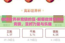 微博世界杯竞猜的豆-解密微博世界杯竞猜，豆的力量与乐趣