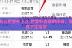 怎么世界杯下注-世界杯赛事的趣味，理性下注指南