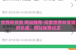 世界杯竞猜 网站推荐-探索世界杯竞猜的乐趣，网站推荐纪实