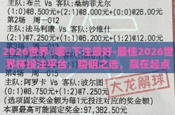 2026世界盃哪裡下注最好-最佳2026世界杯投注平台，精明之选，赢在起点