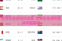 世界杯足球如何竞猜-世界杯足球的趣味竞猜策略