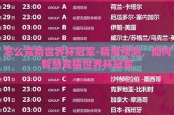 怎么竞猜世界杯冠军-精准预测，如何智慧竞猜世界杯冠军