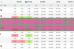 世界杯盘口赔率网站-足球世界杯，盘口赔率网站，预测、策略与策略-提出的挑战性解析