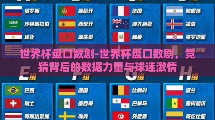世界杯盘口数剧-世界杯盘口数剧,竞猜背后的数据力量与球迷激情 世界杯盘口数剧-世界杯盘口数剧,竞猜背后的数据力量与球迷激情