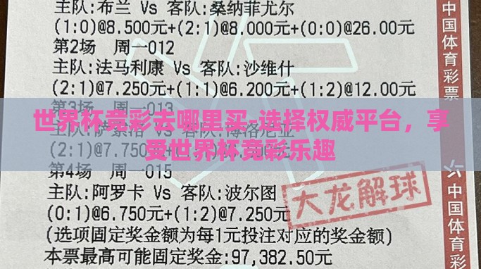 世界杯竞彩去哪里买-选择权威平台,享受世界杯竞彩乐趣 世界杯竞彩去哪里买-选择权威平台,享受世界杯竞彩乐趣