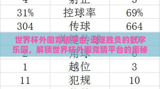 世界杯外围竞猜平台-追逐胜负的数字乐园,解锁世界杯外围竞猜平台的奥秘 世界杯外围竞猜平台-追逐胜负的数字乐园,解锁世界杯外围竞猜平台的奥秘
