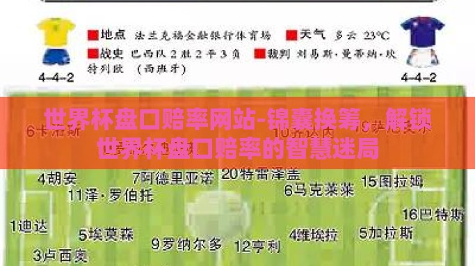 世界杯盘口赔率网站-锦囊换筹，解锁世界杯盘口赔率的智慧迷局
