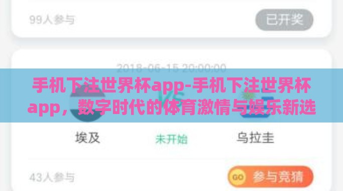 手机下注世界杯app-手机下注世界杯app,数字时代的体育激情与娱乐新选择 手机下注世界杯app-手机下注世界杯app,数字时代的体育激情与娱乐新选择