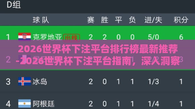 2026世界杯下注平台排行榜最新推荐-2026世界杯下注平台指南，深入洞察与精选推荐